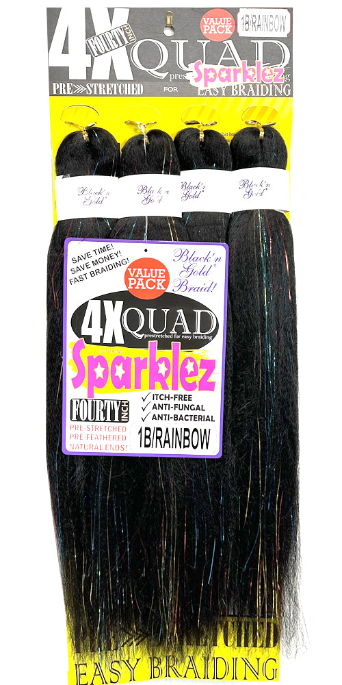 4X QUAD SPARKLE Pre Stretched Braiding Hair 20" for Easy Braiding