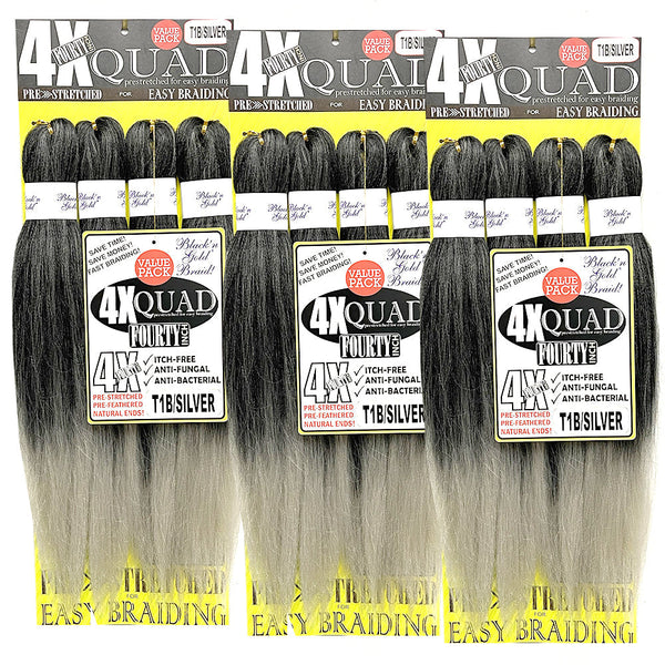 4X QUAD Pre Stretched Braiding Hair 20" for Easy Braiding
