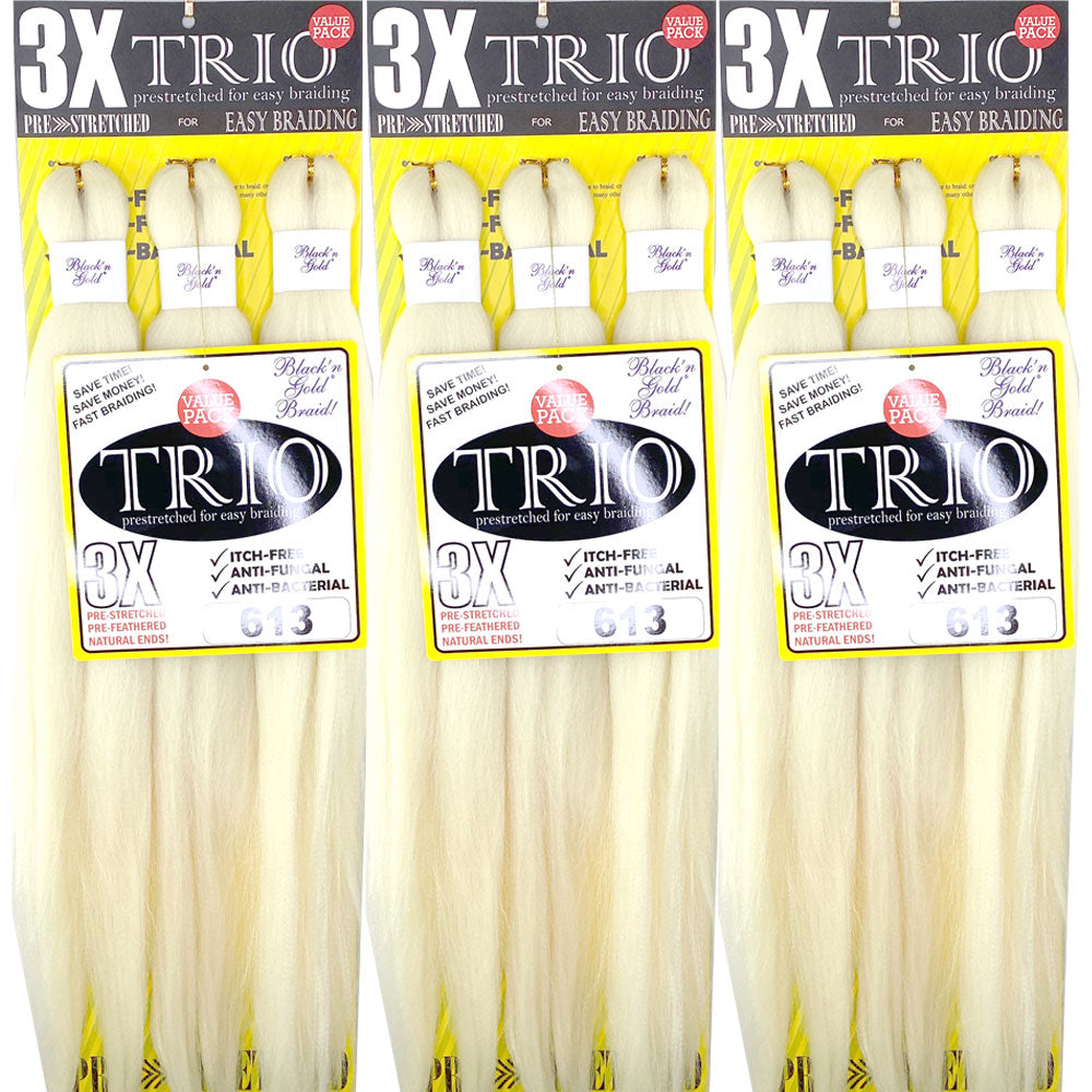 5 Pack Value Deal - 3X TRIO Pre Stretched Braiding Hair 28" for Easy Braiding