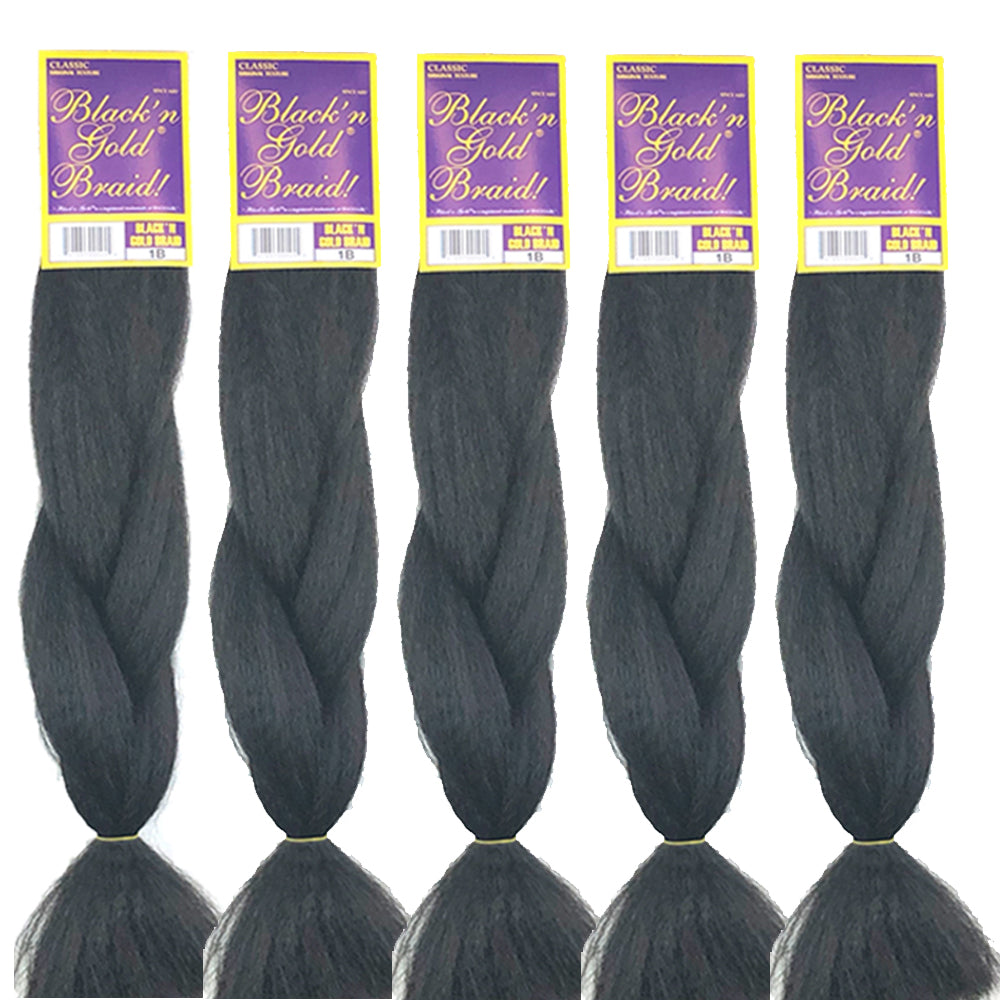 3 Pack Value Deal - Black 'n Gold Classic Braids - 100% Kanekalon Braiding Hair for Sleek and Stylish Looks