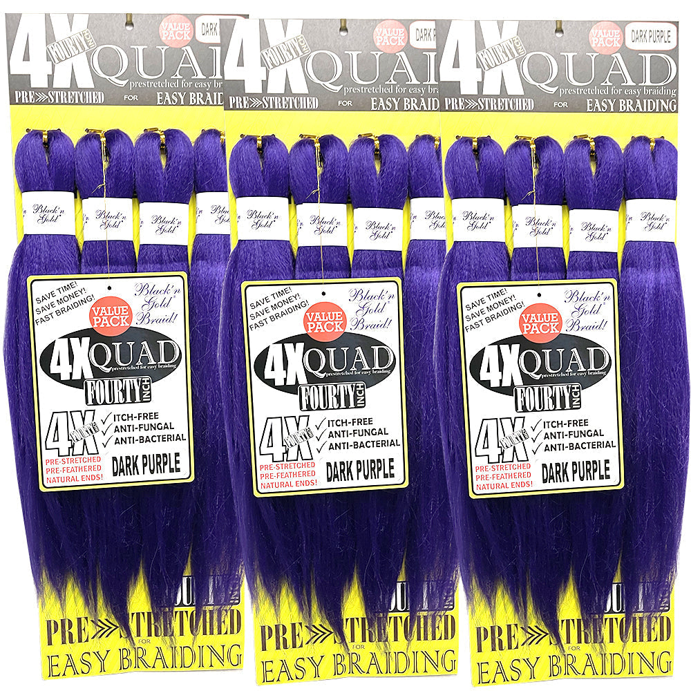 4X QUAD Pre Stretched Braiding Hair 20" for Easy Braiding