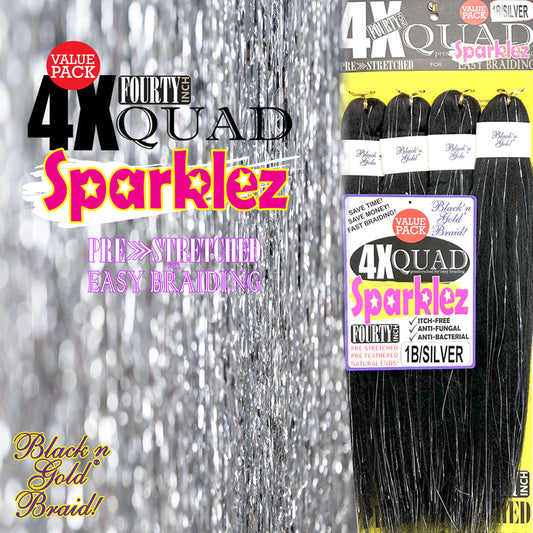 4X QUAD SPARKLE Pre Stretched Braiding Hair 20" for Easy Braiding