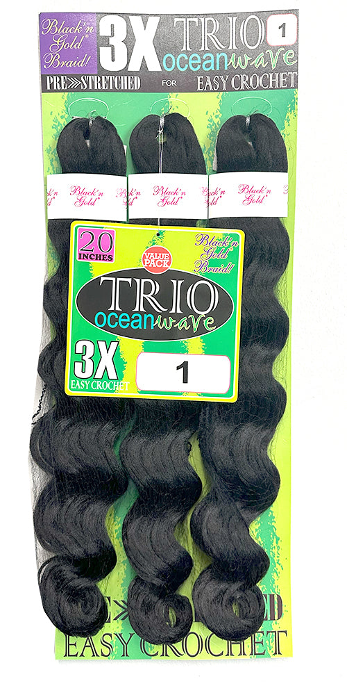 3X TRIO Oceanwave 20" for Crochet Braiding