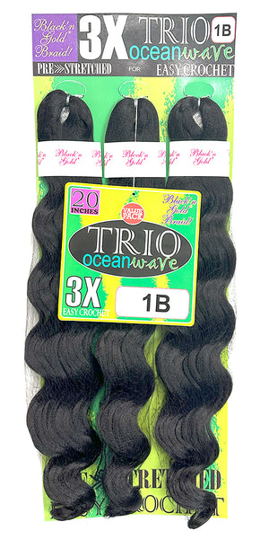 3X TRIO Oceanwave 20" for Crochet Braiding