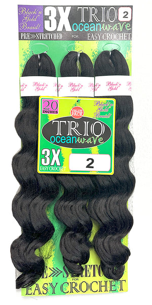 3X TRIO Oceanwave 20" for Crochet Braiding