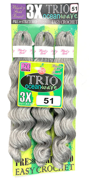 3X TRIO Oceanwave 20" for Crochet Braiding