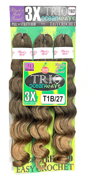 3X TRIO Oceanwave 20" for Crochet Braiding