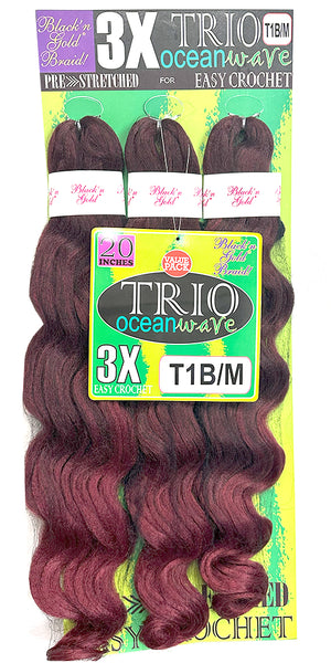 3X TRIO Oceanwave 20" for Crochet Braiding