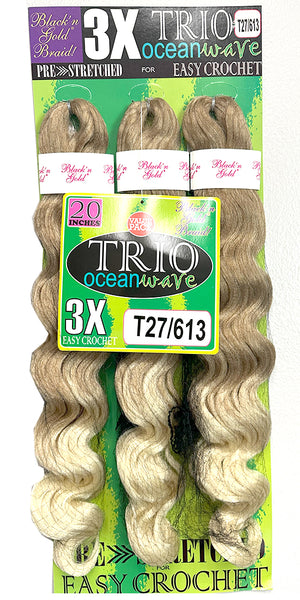 3X TRIO Oceanwave 20" for Crochet Braiding