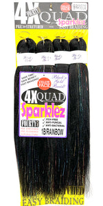 4X QUAD SPARKLE Pre Stretched Braiding Hair 20" for Easy Braiding