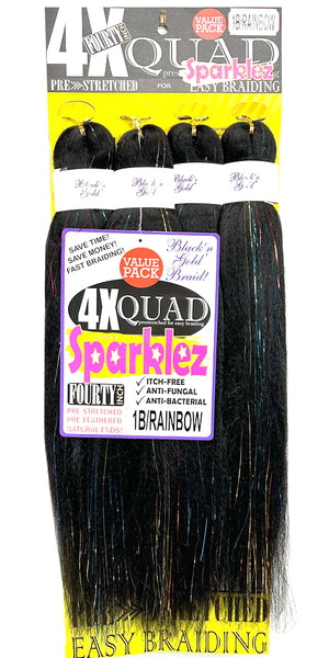 4X QUAD SPARKLE Pre Stretched Braiding Hair 20" for Easy Braiding