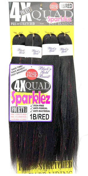 4X QUAD SPARKLE Pre Stretched Braiding Hair 20" for Easy Braiding