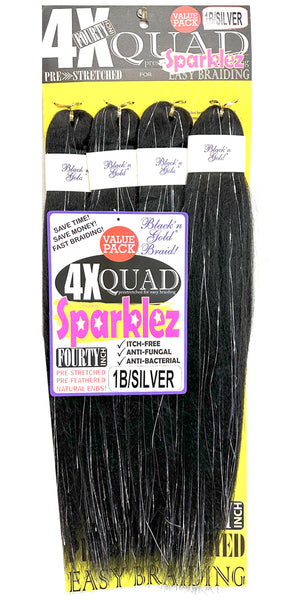 4X QUAD SPARKLE Pre Stretched Braiding Hair 20" for Easy Braiding