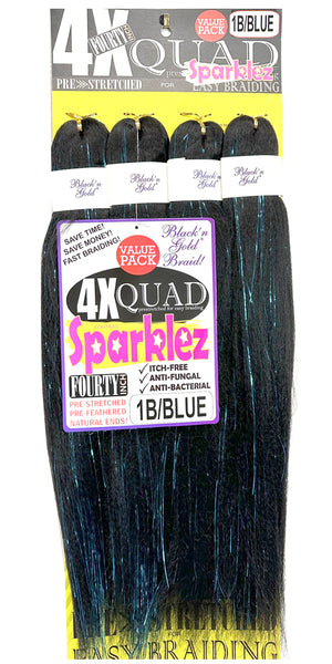 4X QUAD SPARKLE Pre Stretched Braiding Hair 20" for Easy Braiding