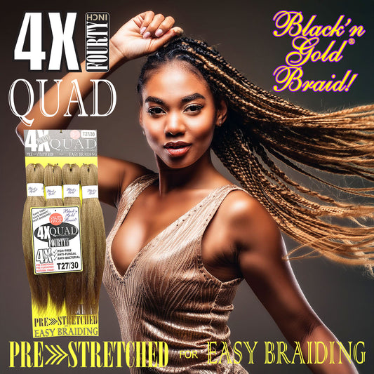 4X QUAD Pre Stretched Braiding Hair 20" for Easy Braiding