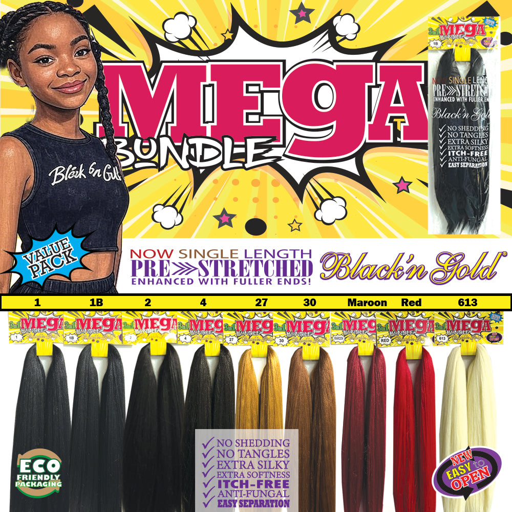 Mega Braid Braiding Hair 56" for Easy Braiding - 5 Pack