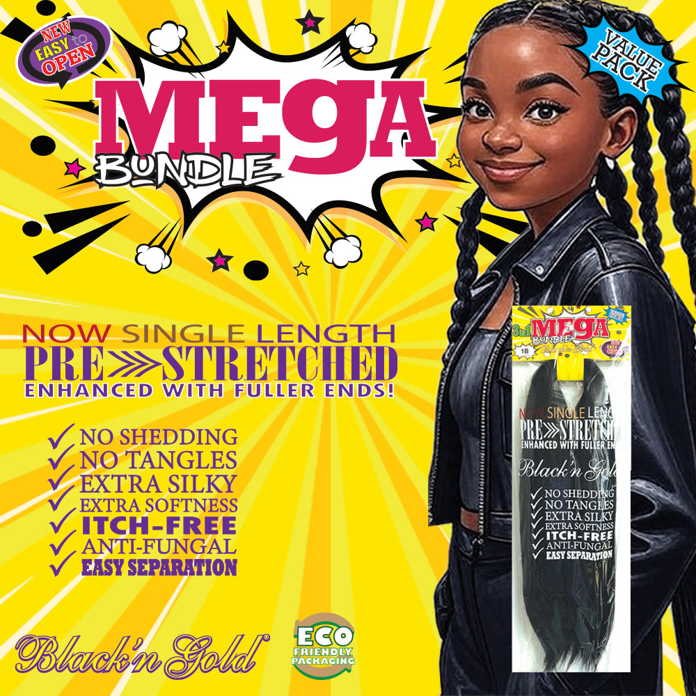 Mega Braid Braiding Hair 56" for Easy Braiding - 5 Pack