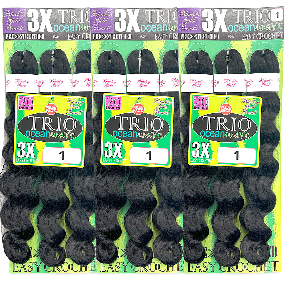 3X TRIO Oceanwave 20" for Crochet Braiding