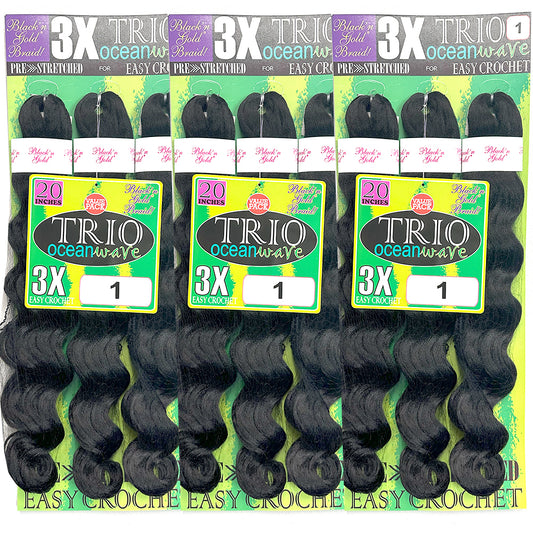 3X TRIO Oceanwave 20" for Crochet Braiding
