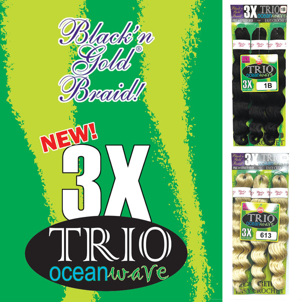 3X TRIO Oceanwave 20" for Crochet Braiding