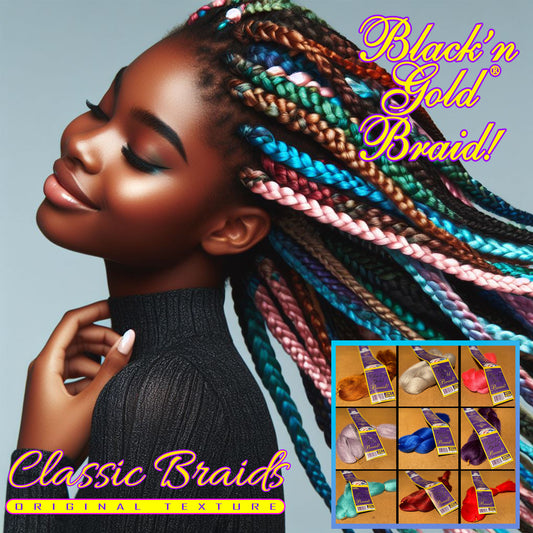 Black 'n Gold Classic Braids - 100% Kanekalon Braiding Hair for Sleek and Stylish Looks