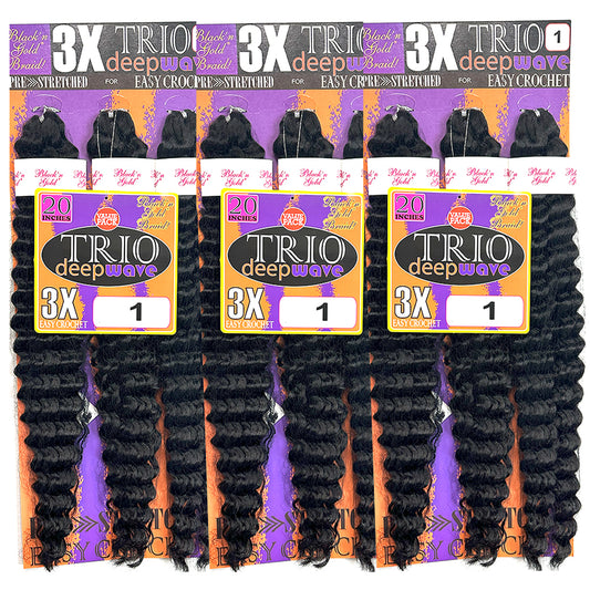 3X TRIO Deepwave 20" for Crochet Braiding