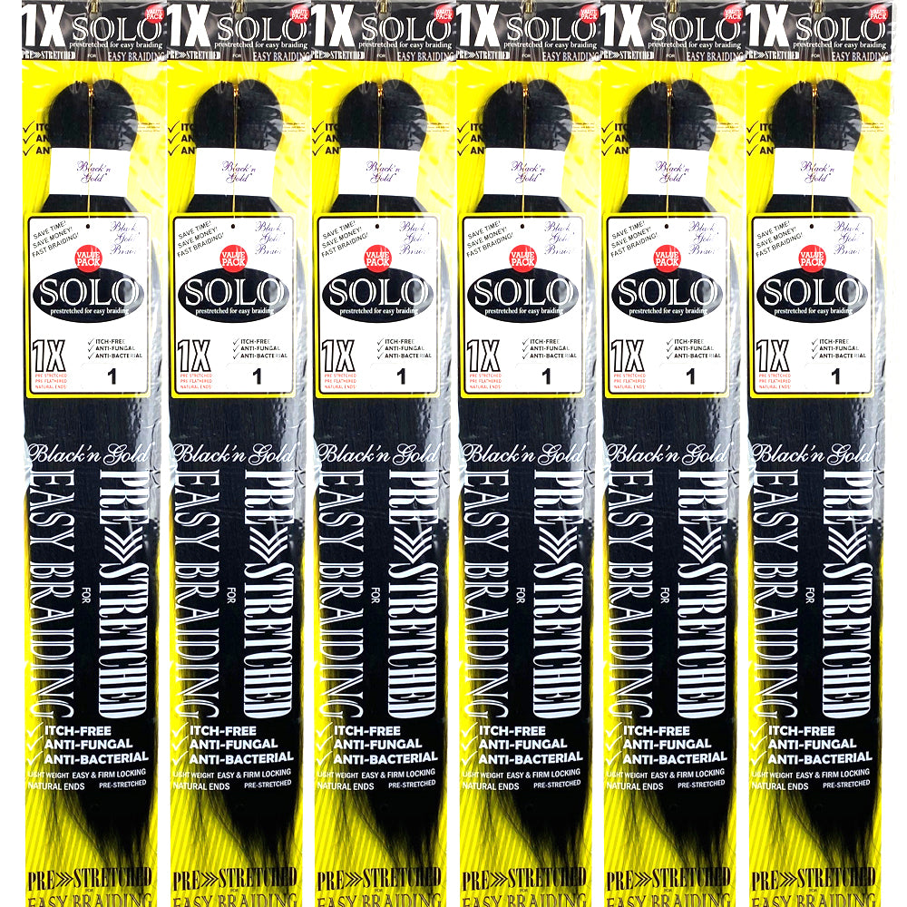 5 Pack Value Deal - 1X Solo Pre Stretched Braiding Hair 28" for Easy Braiding