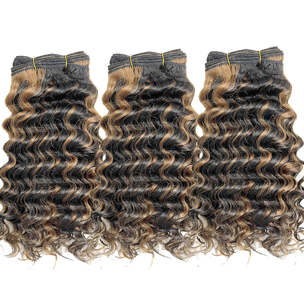 14" Venus Deep Wave Human Hair Blended (3 Pack Deal)