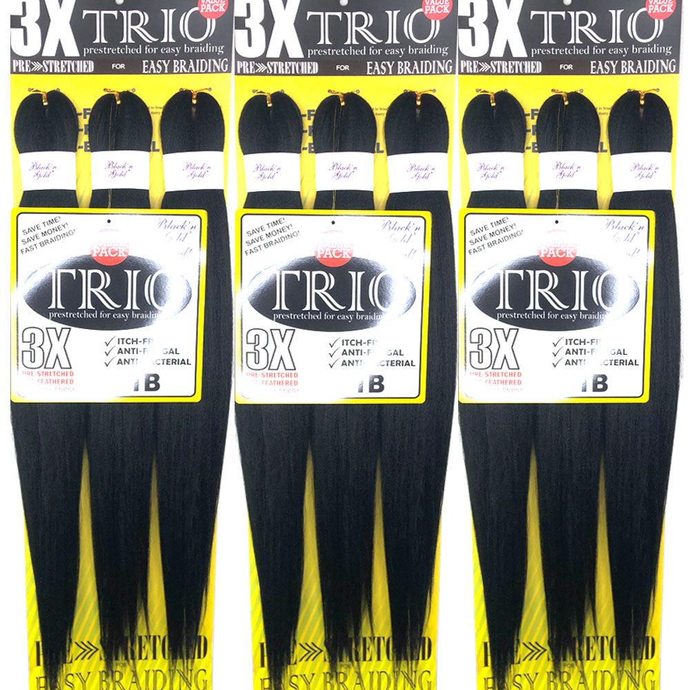 3X TRIO Pre Stretched Braiding Hair 28" for Easy Braiding