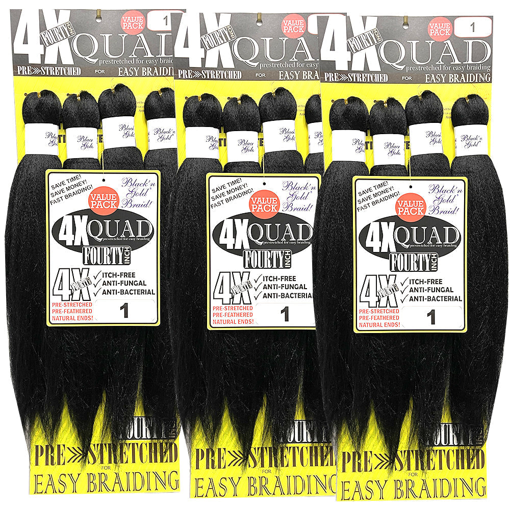 4X QUAD Pre Stretched Braiding Hair 20" for Easy Braiding