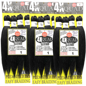 4X QUAD Pre Stretched Braiding Hair 20" for Easy Braiding