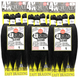 10 Pack Value Deal - 4X QUAD Pre Stretched Braiding Hair 20" for Easy Braiding