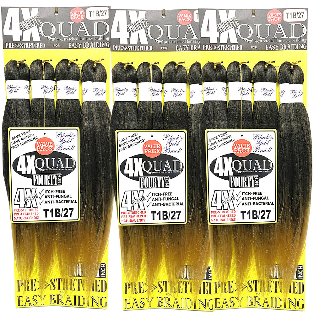 4X QUAD Pre Stretched Braiding Hair 20" for Easy Braiding