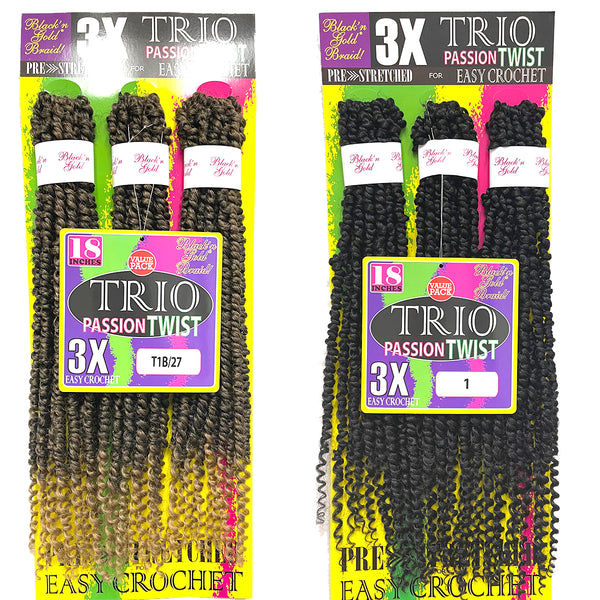 BNG 3X TRIO Passion Twist 18" for Crochet Braiding