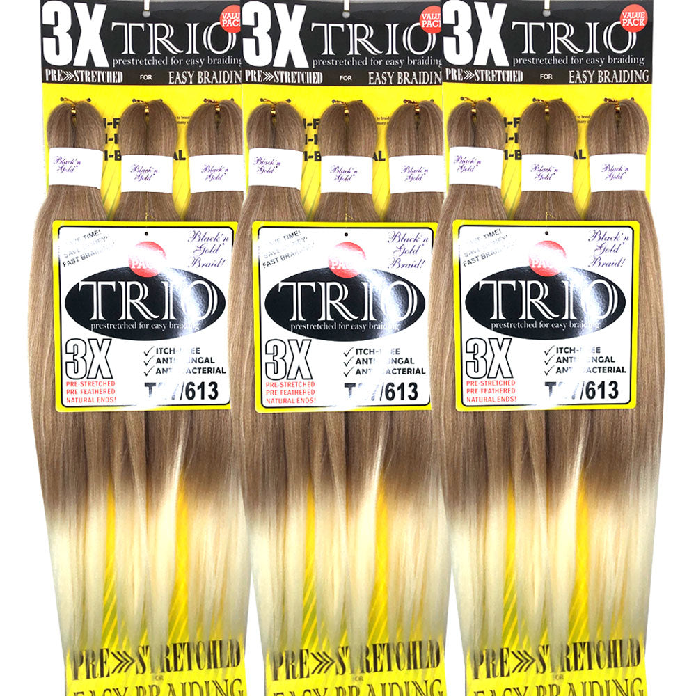 10 Pack Value Deal - 3X TRIO Pre Stretched Braiding Hair 28" for Easy Braiding