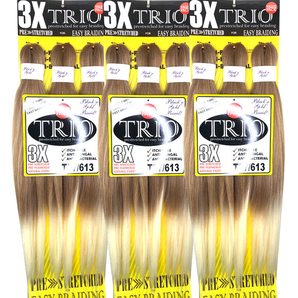 10 Pack Value Deal - 3X TRIO Pre Stretched Braiding Hair 28" for Easy Braiding