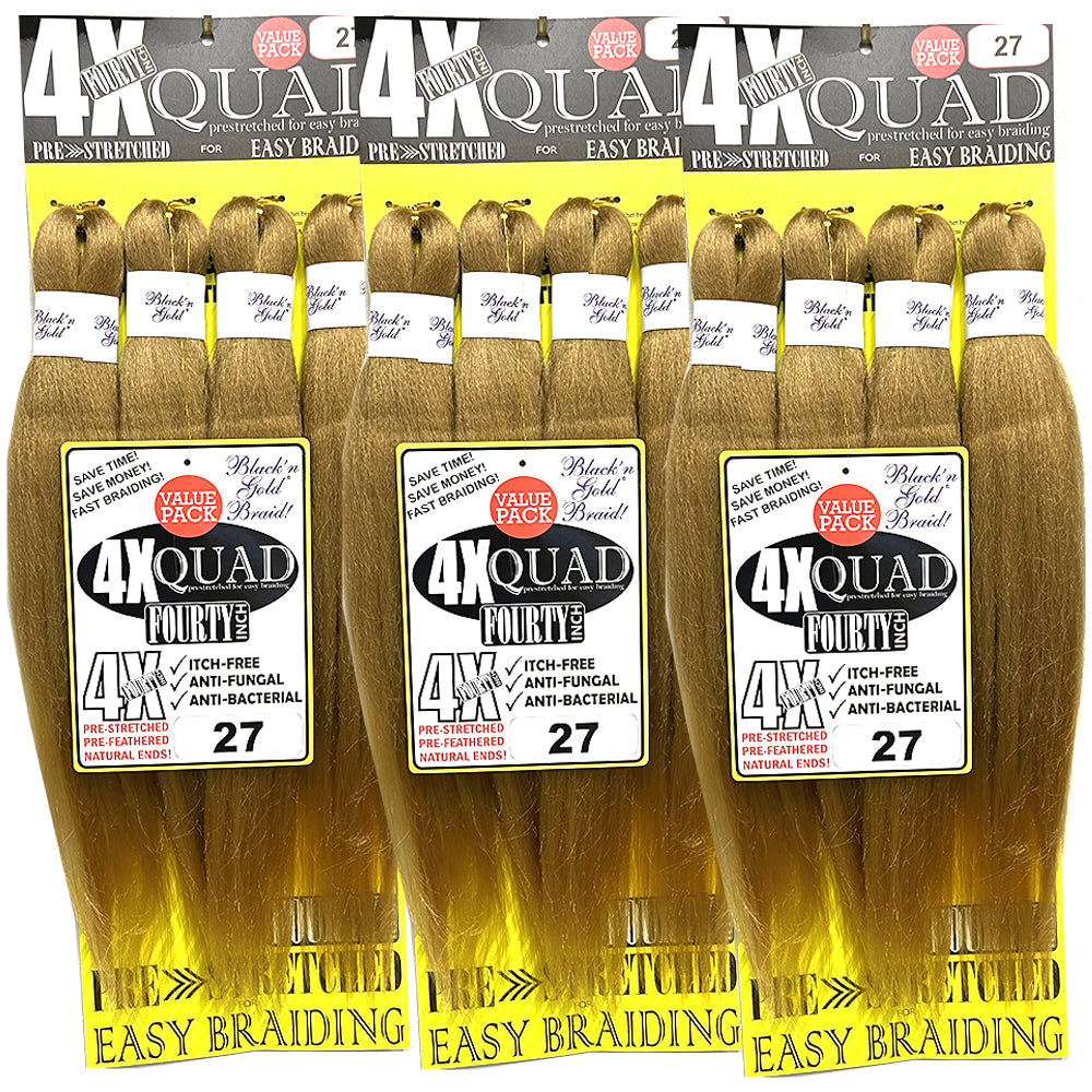 4X QUAD Pre Stretched Braiding Hair 20" for Easy Braiding