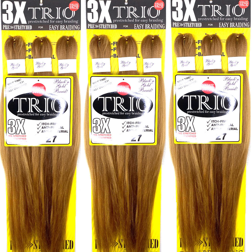 3 Pack Value Deal - 3X TRIO Pre Stretched Braiding Hair 28" for Easy Braiding