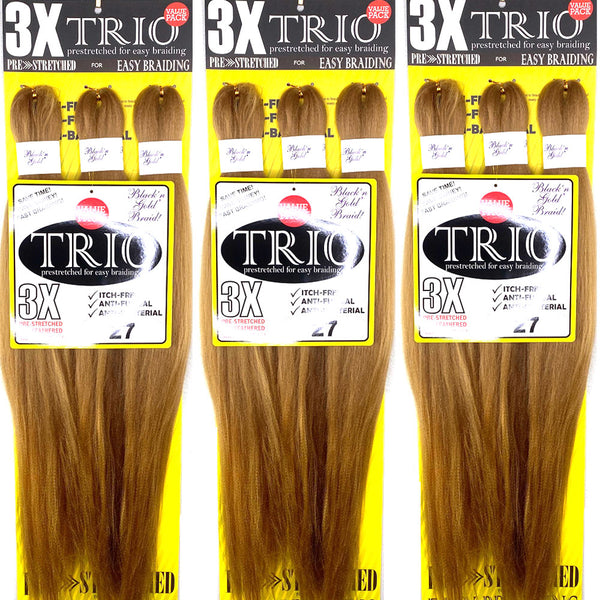 3X TRIO Pre Stretched Braiding Hair 28" for Easy Braiding