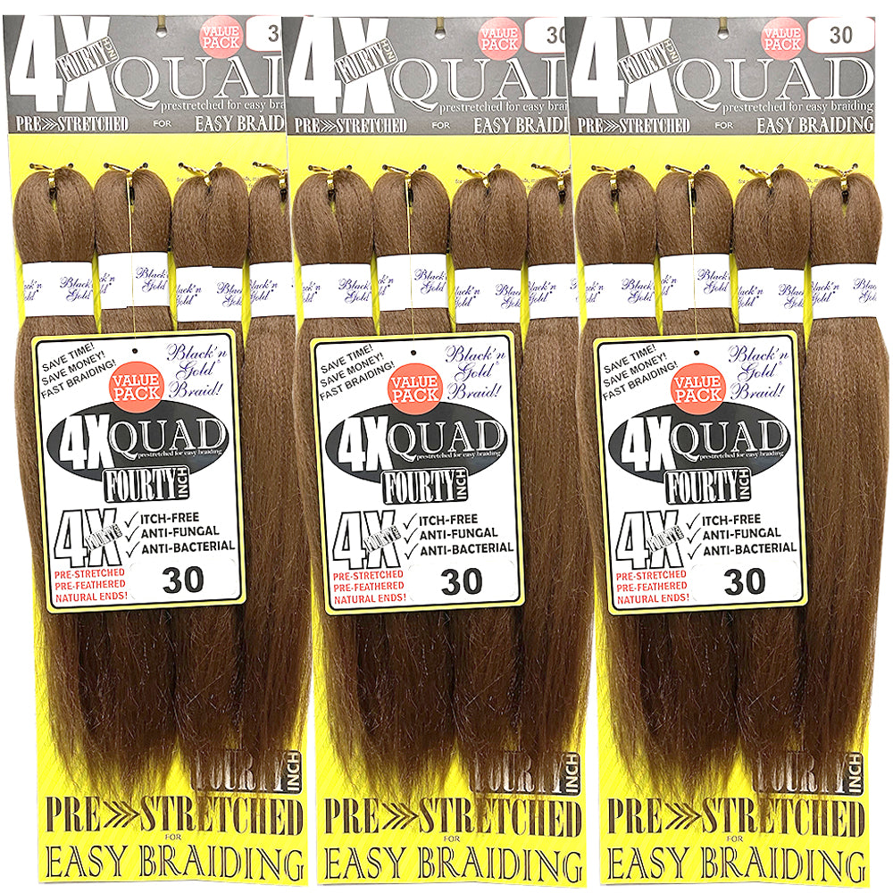 10 Pack Value Deal - 4X QUAD Pre Stretched Braiding Hair 20" for Easy Braiding