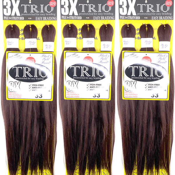 3 Pack Value Deal - 3X TRIO Pre Stretched Braiding Hair 28" for Easy Braiding