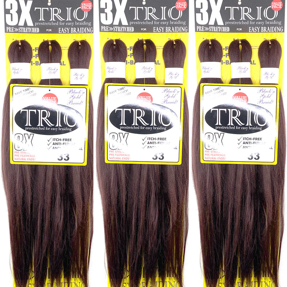 3X TRIO Pre Stretched Braiding Hair 28" for Easy Braiding