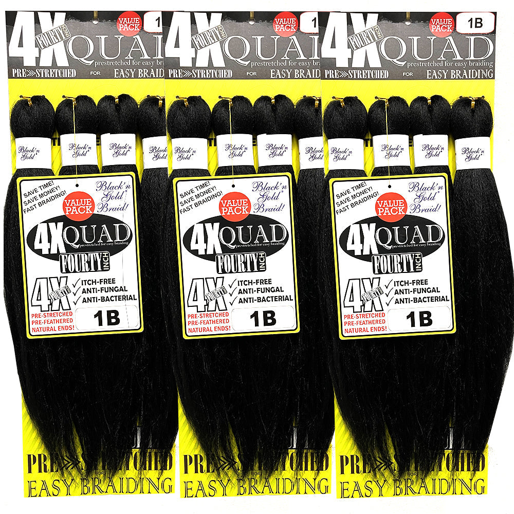 4X QUAD Pre Stretched Braiding Hair 20" for Easy Braiding