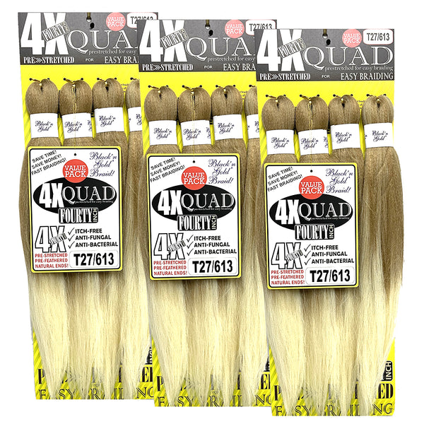 5 Pack Value Deal - 4X QUAD Pre Stretched Braiding Hair 20" for Easy Braiding