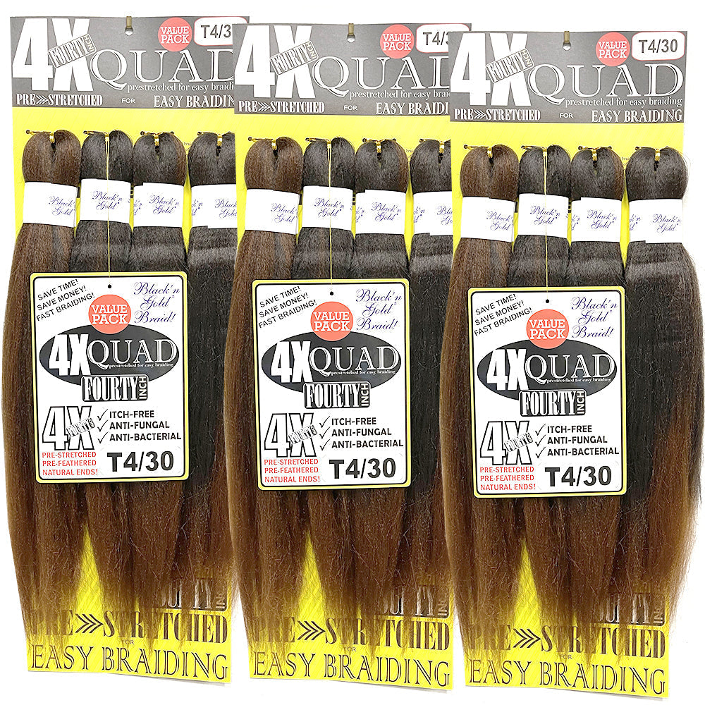 4X QUAD Pre Stretched Braiding Hair 20" for Easy Braiding