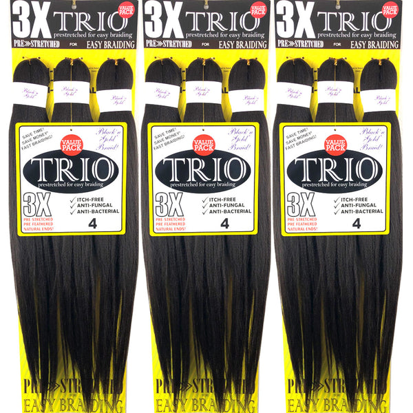 3 Pack Value Deal - 3X TRIO Pre Stretched Braiding Hair 28" for Easy Braiding