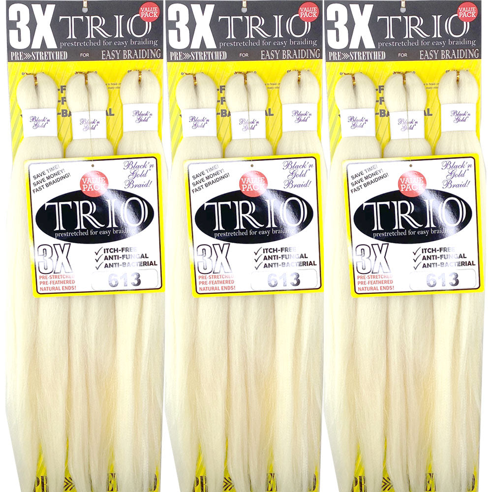 10 Pack Value Deal - 3X TRIO Pre Stretched Braiding Hair 28" for Easy Braiding