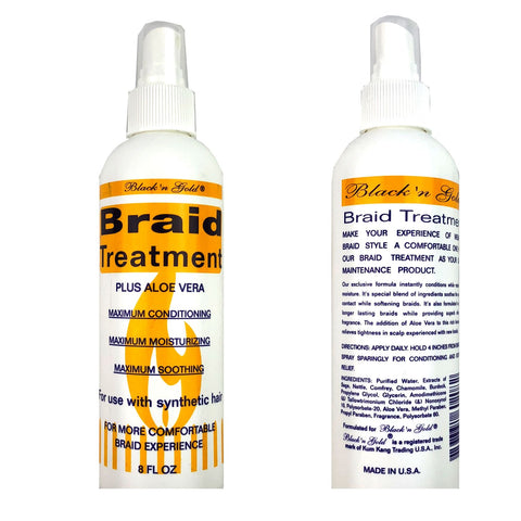 Black 'n Gold Anti Itch & Tension Relief Kanekalon or Synthetic Braids Spray With Aloe Vera Professional Braid Treatment Spray