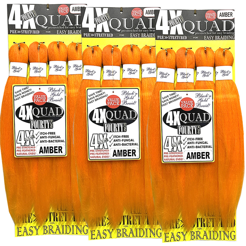 10 Pack Value Deal - 4X QUAD Pre Stretched Braiding Hair 20" for Easy Braiding