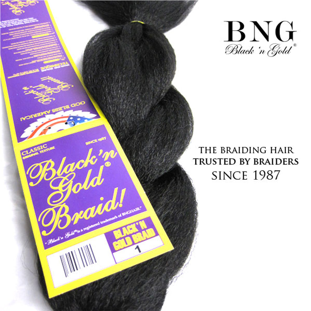 3 Pack Value Deal - Black 'n Gold Classic Braids - 100% Kanekalon Braiding Hair for Sleek and Stylish Looks